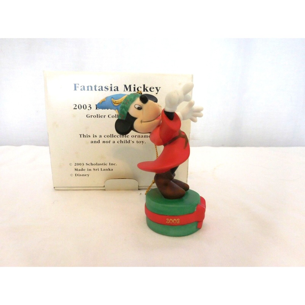 Grolier Fantasia Mickey 1980s Disney Christmas Ornament w/ Box 025904 Vintage